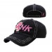 Pink Ribbon Breast Cancer Awareness Vintage Distressed Hat Cap Denim Blue Black  eb-39219817